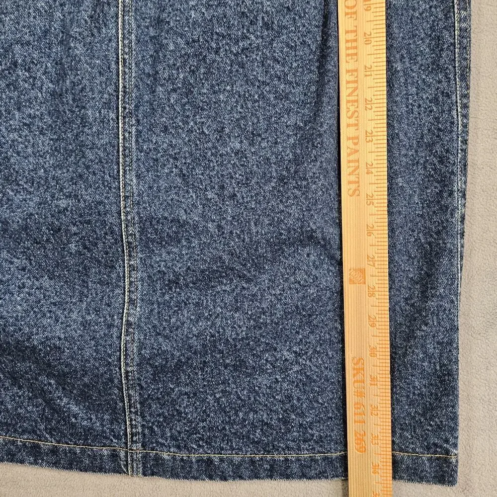 Vintage Lee Denim Skirt Womens Sz 16 Blue 80s Union Made Pleated Modest Prairie
